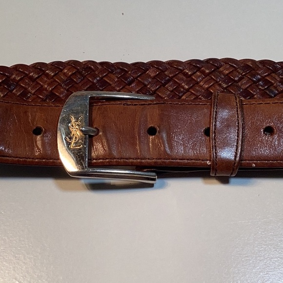 Yves Saint Laurent Leather Woven Belt Brass Buckle Some White Marks See Photo - Picture 13 of 16
